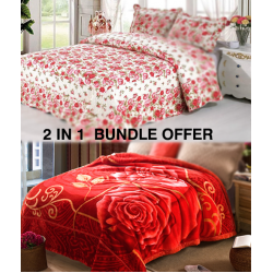 2 In 1 Special Offer,Wanasa Bed Sheet Exclusive Collection 3 Pcs,Flannel Single Blanket Super Soft Assorted Colours And Assorted Design's 160X200CM, BA04